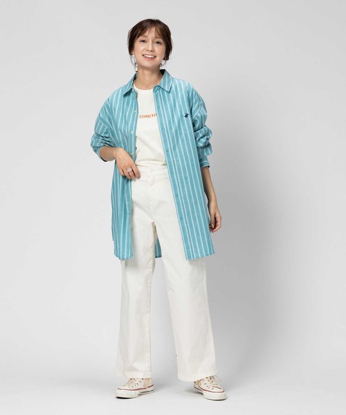 Right-on（ライトオン）の「【BEVERLY HILLS POLO CLUB】【別注】ビッグシルエット長袖シャツ（シャツ/ブラウス・レディース・グリーン/ブラック×グリーン/ブルー/ブラック×ブルー・フリー）」の12枚目の写真
