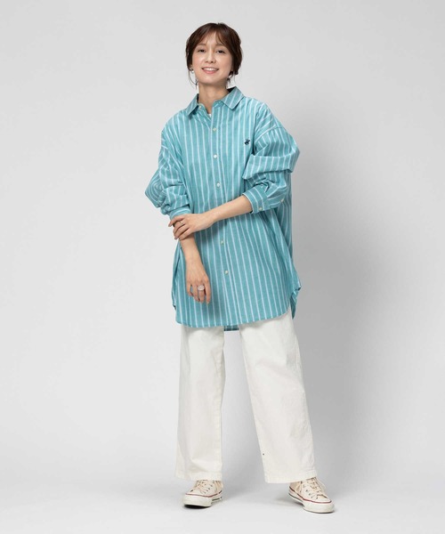Right-on（ライトオン）の「【BEVERLY HILLS POLO CLUB】【別注】ビッグシルエット長袖シャツ（シャツ/ブラウス・レディース・グリーン/ブラック×グリーン/ブルー/ブラック×ブルー・フリー）」の15枚目の写真