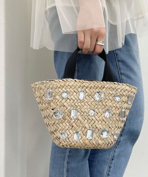 fredy emue（フレディエミュ）の「シーグラスビジューパールトートバッグ（トートバッグ・レディース・オフホワイト/クリア・FREE）」の6枚目の写真