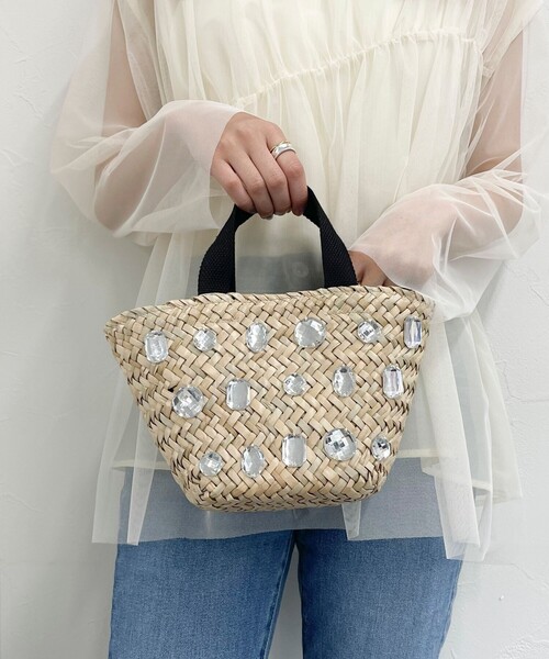 fredy emue（フレディエミュ）の「シーグラスビジューパールトートバッグ（トートバッグ・レディース・オフホワイト/クリア・FREE）」の7枚目の写真