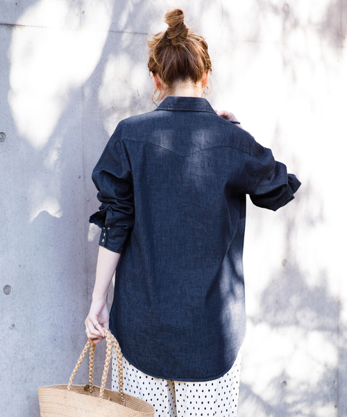 Lee（リー）の「【LEE/リー】ウエスタンシャツ（シャツ/ブラウス・レディース・ネイビー/ブルー・SMALL/MEDIUM）」の17枚目の写真