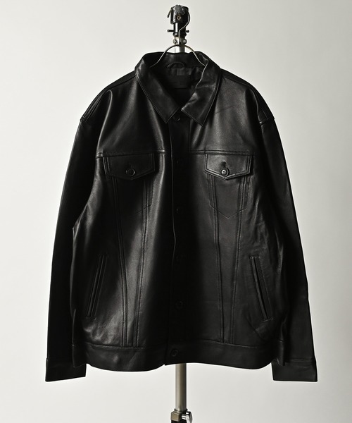 ADAM PATEKラムレザートラッカージャケット ADAMPATEK/アダムパテック】lamb leather trucker jacket/ラムレザー