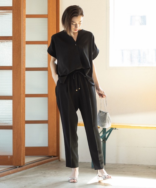 OPAQUE.CLIP（オペークドットクリップ）の「◆≪6color≫ 着丈が選べる！美脚イージーテーパードパンツ/セットアップ対応【ストレッチ/防シワ/洗濯機洗い可】（その他パンツ・レディース・ベージュ/ブルー系その他/ライトグレー/グリーン系その他5/ダークブラウン系7/ブラック・34/03/02/01/42/40/38/36）」の8枚目の写真