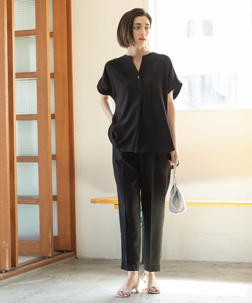 OPAQUE.CLIP（オペークドットクリップ）の「◆≪6color≫ 着丈が選べる！美脚イージーテーパードパンツ/セットアップ対応【ストレッチ/防シワ/洗濯機洗い可】（その他パンツ・レディース・ベージュ/ブルー系その他/ライトグレー/グリーン系その他5/ダークブラウン系7/ブラック・34/03/02/01/42/40/38/36）」の9枚目の写真