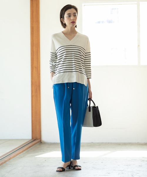 OPAQUE.CLIP（オペークドットクリップ）の「◆≪6color≫ 着丈が選べる！美脚イージーテーパードパンツ/セットアップ対応【ストレッチ/防シワ/洗濯機洗い可】（その他パンツ・レディース・ベージュ/ブルー系その他/ライトグレー/グリーン系その他5/ダークブラウン系7/ブラック・34/03/02/01/42/40/38/36）」の15枚目の写真