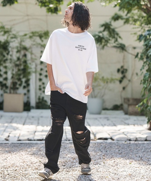 CAMBIO(カンビオ)の「mt8951- ビッグシルエットプリントTシャツ(Vietjan)(Tシャツ/カットソー・メンズ・グレー/ホワイト/ピンク・S/M/L/XL)」の6枚目の写真