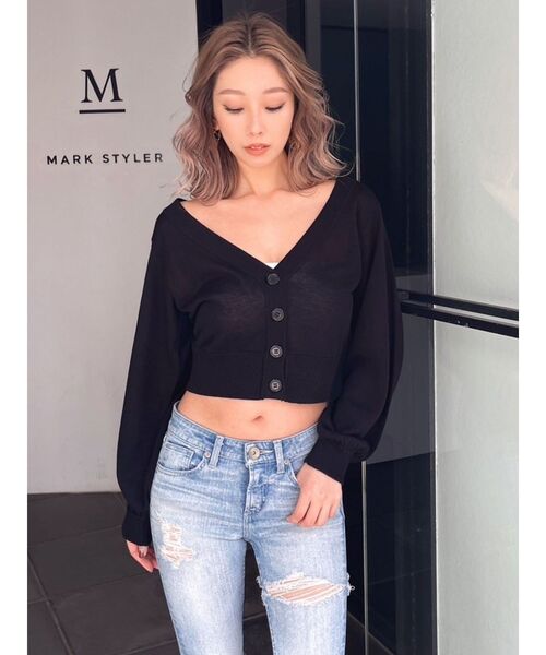 GYDA（ジェイダ）の「シアーニットカーディガン（カーディガン/ボレロ・レディース・オフホワイト/ブラック/イエロー・FREE）」の5枚目の写真