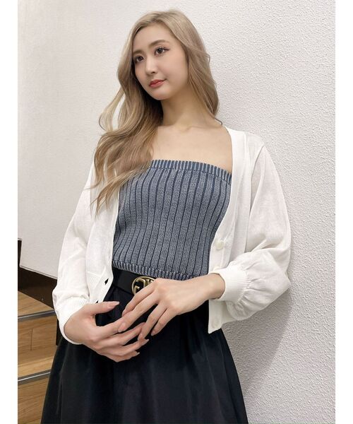 GYDA（ジェイダ）の「シアーニットカーディガン（カーディガン/ボレロ・レディース・オフホワイト/ブラック/イエロー・FREE）」の12枚目の写真