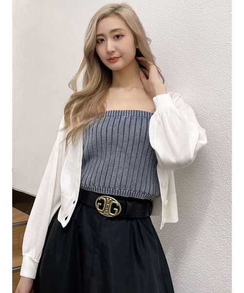 GYDA（ジェイダ）の「シアーニットカーディガン（カーディガン/ボレロ・レディース・オフホワイト/ブラック/イエロー・FREE）」の13枚目の写真