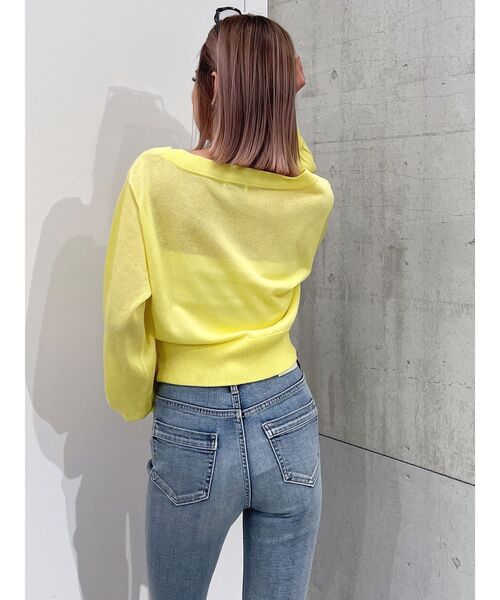 GYDA（ジェイダ）の「シアーニットカーディガン（カーディガン/ボレロ・レディース・オフホワイト/ブラック/イエロー・FREE）」の18枚目の写真