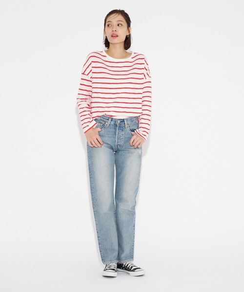 Levi's(リーバイス)の「Levi's/リーバイス ロングスリーブTシャツ レッドストライプ MARGOT(Tシャツ/カットソー・レディース・レッド・M/S/XS)」の5枚目の写真