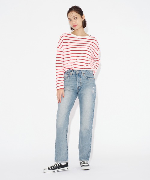 Levi's(リーバイス)の「Levi's/リーバイス ロングスリーブTシャツ レッドストライプ MARGOT(Tシャツ/カットソー・レディース・レッド・M/S/XS)」の6枚目の写真