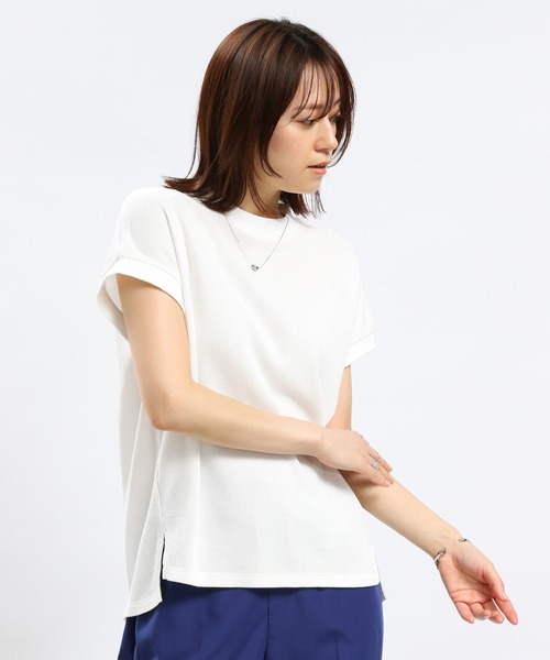 GLOBAL WORK Smile Seed Store（グローバルワーク スマイルシードストア）の「ワッフルＴシャツ/フレンチスリーブ/994858（Tシャツ/カットソー・レディース・アイボリー/ブラック/オフホワイト/ホワイト×ブラック・X-LARGE/MEDIUM/LARGE/SMALL）」の2枚目の写真