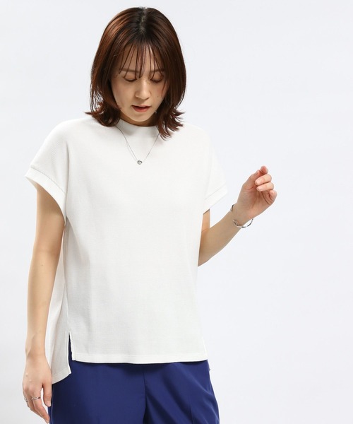 GLOBAL WORK Smile Seed Store（グローバルワーク スマイルシードストア）の「ワッフルＴシャツ/フレンチスリーブ/994858（Tシャツ/カットソー・レディース・アイボリー/ブラック/オフホワイト/ホワイト×ブラック・X-LARGE/MEDIUM/LARGE/SMALL）」の8枚目の写真