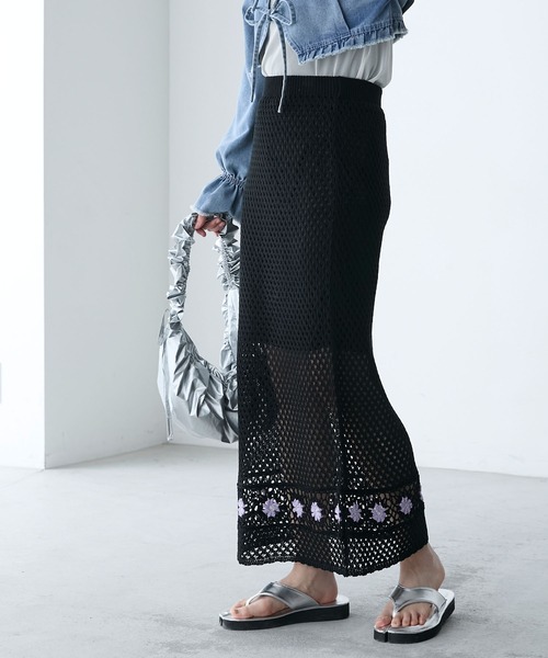 forksy.】フラワーモチーフクロシェ編みスカート forksy.│MONO-MART