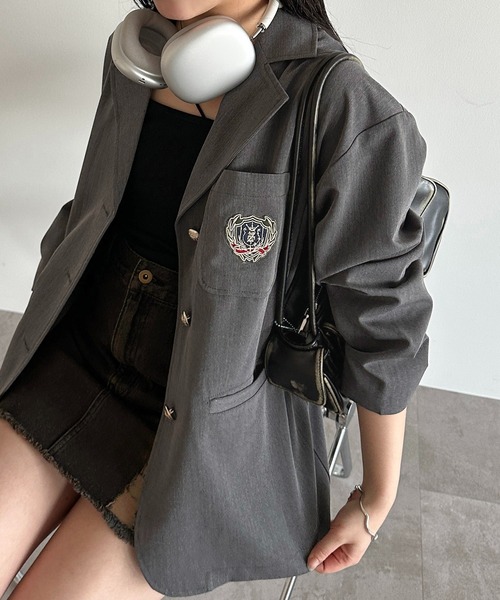 apres jour mignon(アプレジュールミニョン)の「オーバーサイズジャケット【ZOZOTOWN限定アイテム】(テーラードジャケット・レディース・グレー/ネイビー・X-LARGE/フリー)」の16枚目の写真