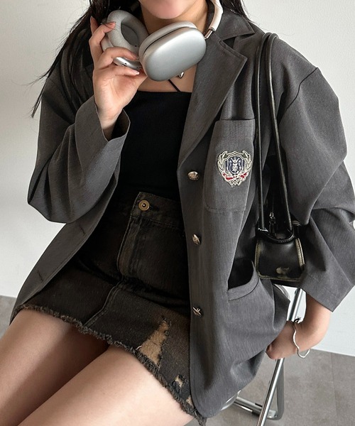 apres jour mignon(アプレジュールミニョン)の「オーバーサイズジャケット【ZOZOTOWN限定アイテム】(テーラードジャケット・レディース・グレー/ネイビー・X-LARGE/フリー)」の14枚目の写真