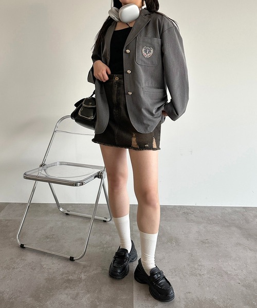 apres jour mignon(アプレジュールミニョン)の「オーバーサイズジャケット【ZOZOTOWN限定アイテム】(テーラードジャケット・レディース・グレー/ネイビー・X-LARGE/フリー)」の11枚目の写真