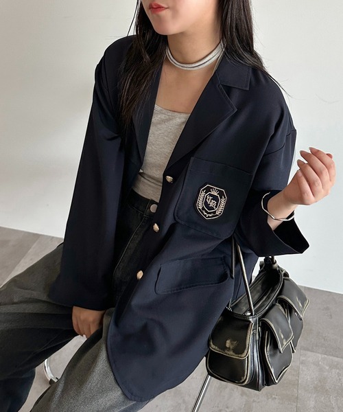 apres jour mignon(アプレジュールミニョン)の「オーバーサイズジャケット【ZOZOTOWN限定アイテム】(テーラードジャケット・レディース・グレー/ネイビー・X-LARGE/フリー)」の9枚目の写真