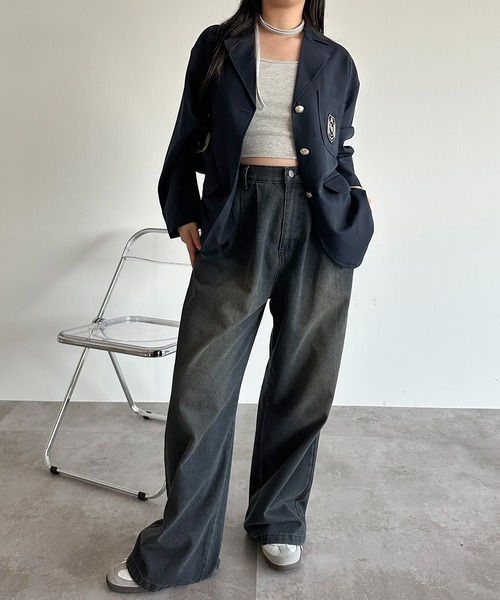 apres jour mignon(アプレジュールミニョン)の「オーバーサイズジャケット【ZOZOTOWN限定アイテム】(テーラードジャケット・レディース・グレー/ネイビー・X-LARGE/フリー)」の4枚目の写真