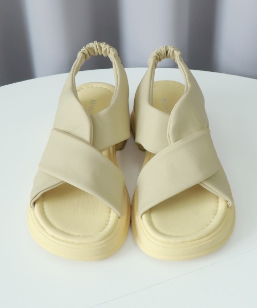Miniministore（ミニミニストア）の「厚底サンダル クロスベルト 美脚 韓国夏（サンダル・レディース・アイボリー/イエロー×グリーン/ブラック・25.0cm/24.5cm/24.0cm/23.5cm/23.0cm/22.5cm）」の11枚目の写真