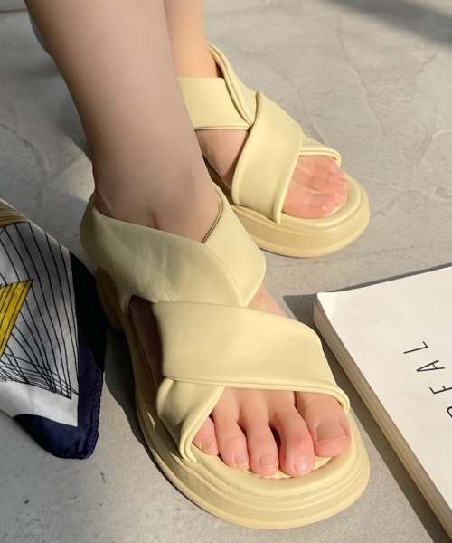 Miniministore(ミニミニストア)の「厚底サンダル クロスベルト 美脚 韓国夏(サンダル・レディース・アイボリー/イエロー×グリーン/ブラック・25.0cm/24.5cm/24.0cm/23.5cm/23.0cm/22.5cm)」の18枚目の写真
