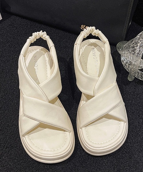 Miniministore（ミニミニストア）の「厚底サンダル クロスベルト 美脚 韓国夏（サンダル・レディース・アイボリー/イエロー×グリーン/ブラック・25.0cm/24.5cm/24.0cm/23.5cm/23.0cm/22.5cm）」の22枚目の写真