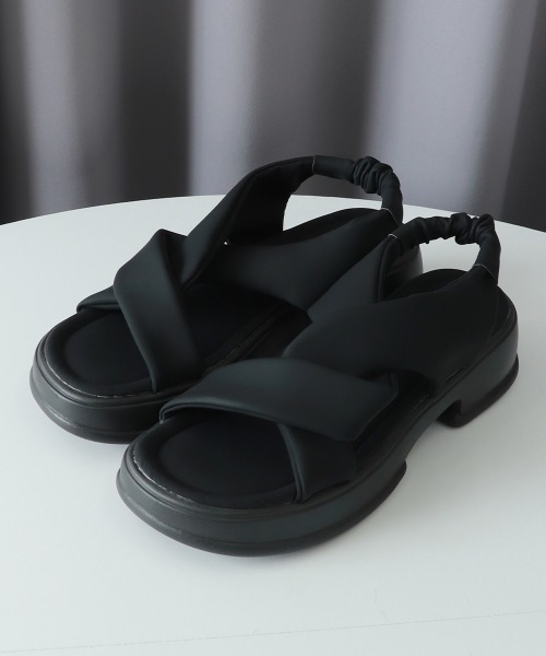 Miniministore（ミニミニストア）の「厚底サンダル クロスベルト 美脚 韓国夏（サンダル・レディース・アイボリー/イエロー×グリーン/ブラック・25.0cm/24.5cm/24.0cm/23.5cm/23.0cm/22.5cm）」の5枚目の写真