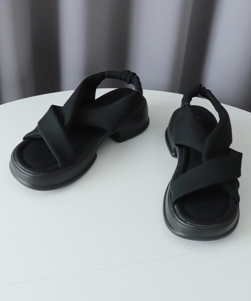 Miniministore（ミニミニストア）の「厚底サンダル クロスベルト 美脚 韓国夏（サンダル・レディース・アイボリー/イエロー×グリーン/ブラック・25.0cm/24.5cm/24.0cm/23.5cm/23.0cm/22.5cm）」の6枚目の写真