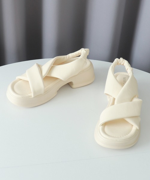 Miniministore（ミニミニストア）の「厚底サンダル クロスベルト 美脚 韓国夏（サンダル・レディース・アイボリー/イエロー×グリーン/ブラック・25.0cm/24.5cm/24.0cm/23.5cm/23.0cm/22.5cm）」の8枚目の写真
