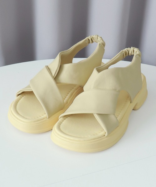 Miniministore（ミニミニストア）の「厚底サンダル クロスベルト 美脚 韓国夏（サンダル・レディース・アイボリー/イエロー×グリーン/ブラック・25.0cm/24.5cm/24.0cm/23.5cm/23.0cm/22.5cm）」の9枚目の写真
