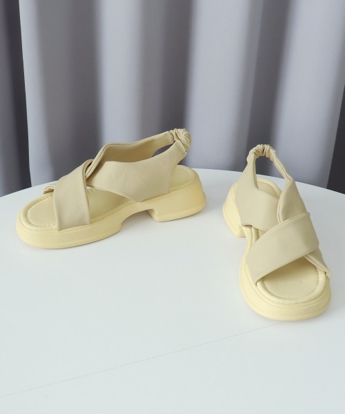 Miniministore（ミニミニストア）の「厚底サンダル クロスベルト 美脚 韓国夏（サンダル・レディース・アイボリー/イエロー×グリーン/ブラック・25.0cm/24.5cm/24.0cm/23.5cm/23.0cm/22.5cm）」の10枚目の写真