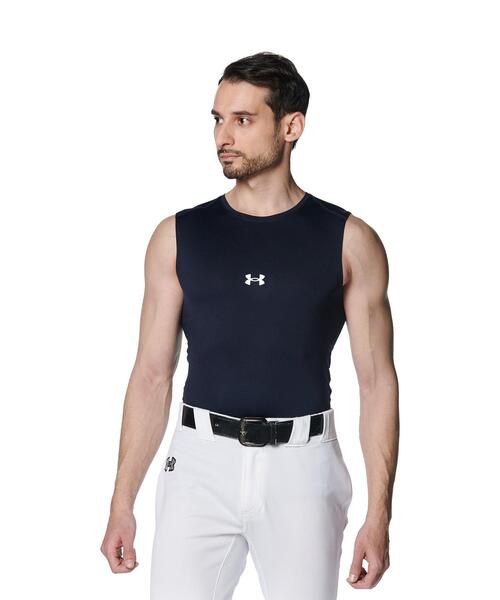 UNDER ARMOUR(アンダーアーマー)の「【使用禁止】UAヒートギアアーマー コンプレッション スリーブレス クルーネック シャツ(ベースボール/メンズ)(Tシャツ/カットソー・メンズ・ネイビー・L/M)」の1枚目の写真