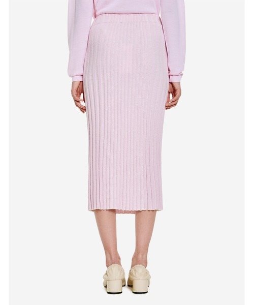 新作★MAISON KITSUNE*スタイルの象徴*パッチリブミディスカート ベイビー フォックス パッチ プリーツ リブ ミディ スカート