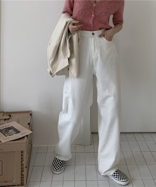 almo（アルモ）の「【emaan】ワイドレッグパンツ（スラックス・レディース・ブラック/ホワイト・FREE）」の9枚目の写真
