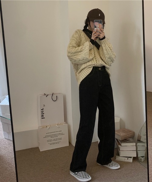 almo（アルモ）の「【emaan】ワイドレッグパンツ（スラックス・レディース・ブラック/ホワイト・FREE）」の12枚目の写真