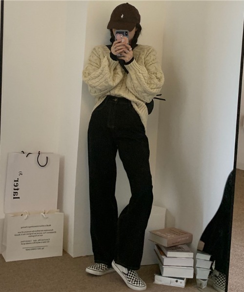 almo（アルモ）の「【emaan】ワイドレッグパンツ（スラックス・レディース・ブラック/ホワイト・FREE）」の13枚目の写真