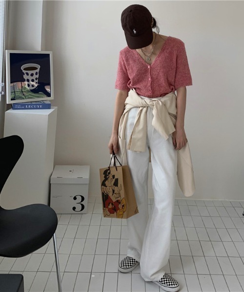 almo（アルモ）の「【emaan】ワイドレッグパンツ（スラックス・レディース・ブラック/ホワイト・FREE）」の14枚目の写真