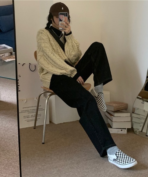 almo（アルモ）の「【emaan】ワイドレッグパンツ（スラックス・レディース・ブラック/ホワイト・FREE）」の21枚目の写真
