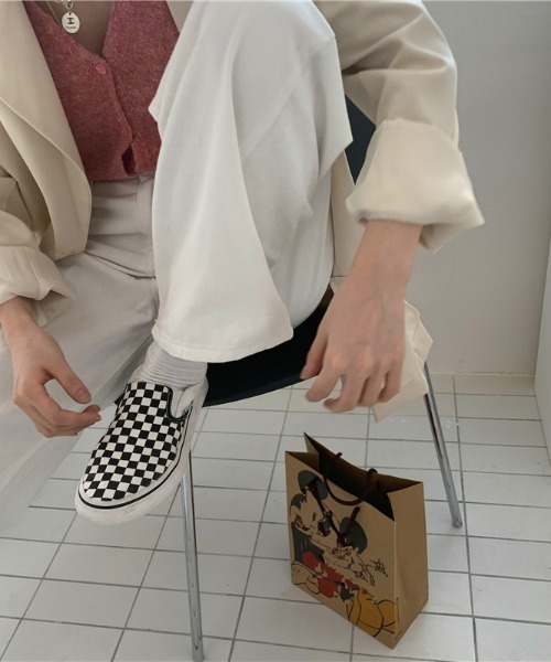 almo（アルモ）の「【emaan】ワイドレッグパンツ（スラックス・レディース・ブラック/ホワイト・FREE）」の6枚目の写真