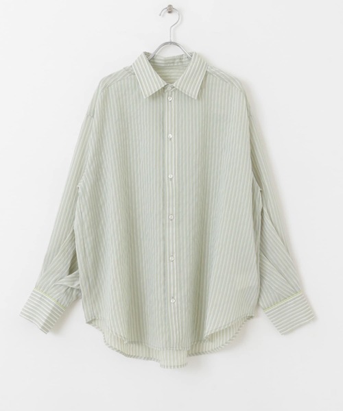 SENSE OF PLACE by URBAN RESEARCH(センスオブプレイスバイアーバンリサーチ)の「シアーストライプシャツ(シャツ/ブラウス・レディース・ブルー系その他/イエロー系その他/グレー系その他/グリーン系その他・ONE)」の6枚目の写真