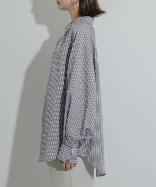 SENSE OF PLACE by URBAN RESEARCH(センスオブプレイスバイアーバンリサーチ)の「シアーストライプシャツ(シャツ/ブラウス・レディース・ブルー系その他/イエロー系その他/グレー系その他/グリーン系その他・ONE)」の10枚目の写真