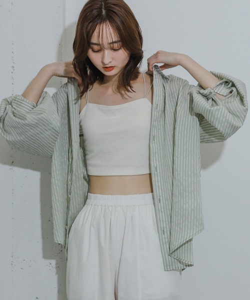 SENSE OF PLACE by URBAN RESEARCH(センスオブプレイスバイアーバンリサーチ)の「シアーストライプシャツ(シャツ/ブラウス・レディース・ブルー系その他/イエロー系その他/グレー系その他/グリーン系その他・ONE)」の18枚目の写真