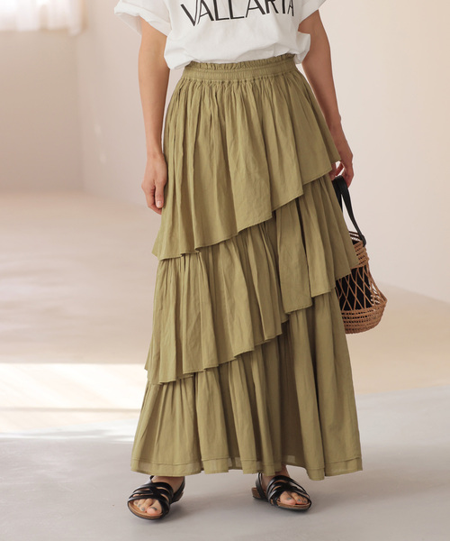 JOURNAL STANDARD relume（ジャーナルスタンダード　レリューム）の「《追加3》コットンボイルレイヤードスカート（スカート・レディース・ブラック/チャコールグレー/カーキ・FREE）」の3枚目の写真
