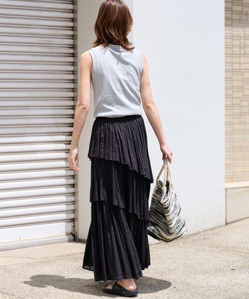JOURNAL STANDARD relume（ジャーナルスタンダード　レリューム）の「《追加3》コットンボイルレイヤードスカート（スカート・レディース・ブラック/チャコールグレー/カーキ・FREE）」の10枚目の写真