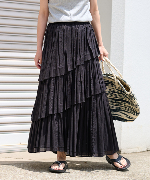 JOURNAL STANDARD relume（ジャーナルスタンダード　レリューム）の「《追加3》コットンボイルレイヤードスカート（スカート・レディース・ブラック/チャコールグレー/カーキ・FREE）」の15枚目の写真