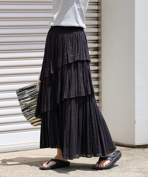 JOURNAL STANDARD relume（ジャーナルスタンダード　レリューム）の「《追加3》コットンボイルレイヤードスカート（スカート・レディース・ブラック/チャコールグレー/カーキ・FREE）」の21枚目の写真