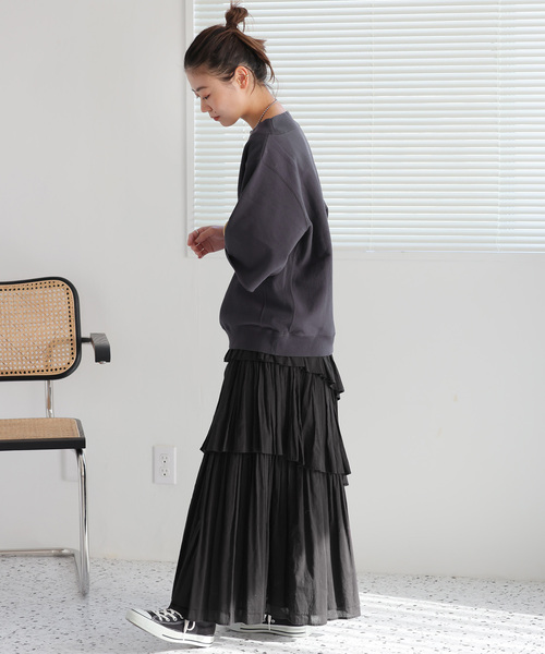 JOURNAL STANDARD relume（ジャーナルスタンダード　レリューム）の「《追加3》コットンボイルレイヤードスカート（スカート・レディース・ブラック/チャコールグレー/カーキ・FREE）」の11枚目の写真