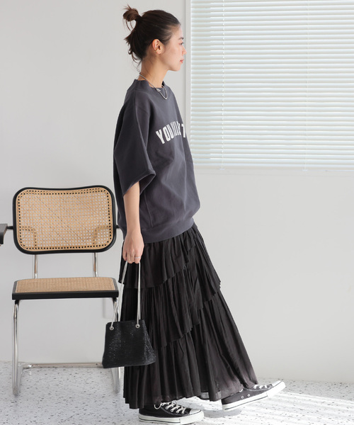 JOURNAL STANDARD relume（ジャーナルスタンダード　レリューム）の「《追加3》コットンボイルレイヤードスカート（スカート・レディース・ブラック/チャコールグレー/カーキ・FREE）」の5枚目の写真