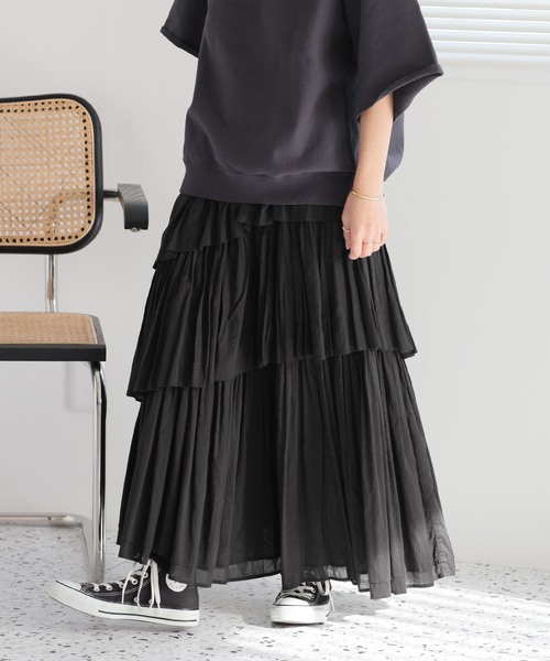 JOURNAL STANDARD relume（ジャーナルスタンダード　レリューム）の「《追加3》コットンボイルレイヤードスカート（スカート・レディース・ブラック/チャコールグレー/カーキ・FREE）」の16枚目の写真
